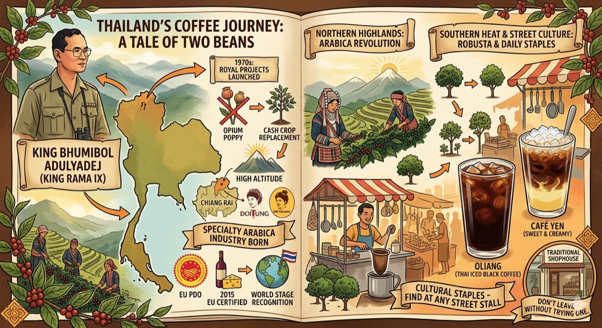 Thailand's Coffee Journey: A Tale of Two Beans — infographic